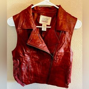 BKE pleather vest with lace detail